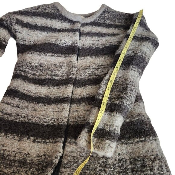 Sundance Chunky Sweater S fleece Gray Stripe Wool Alpaca Sweater Coat Snap - Picture 10 of 16